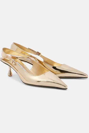Jimmy Choo Amel 50 metallic leather slingback pumps