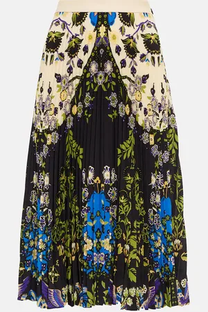 Etro Printed pleated midi skirt