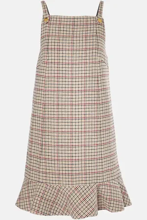 Ganni Checked wool-blend minidress