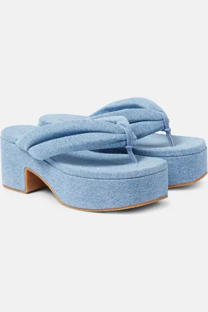 DRIES VAN NOTEN Denim platform thong sandals
