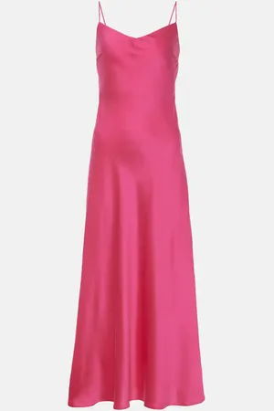 ASCENO Lion silk twill slip dress