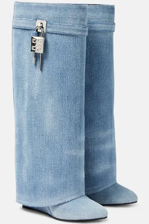 Givenchy Shark Lock washed denim boots