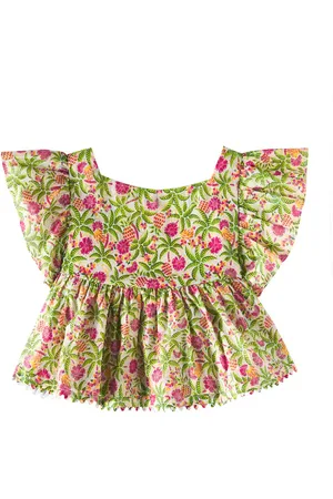 POUPETTE ST BARTH Cycas floral scalloped top