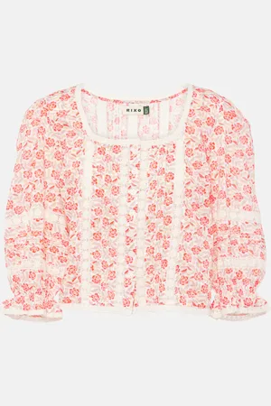 RIXO London Jacques floral cotton voile top