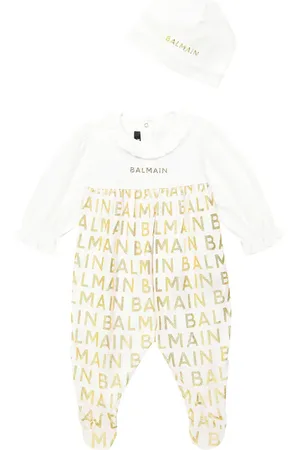 Balmain Logo cotton beanie and onesie set