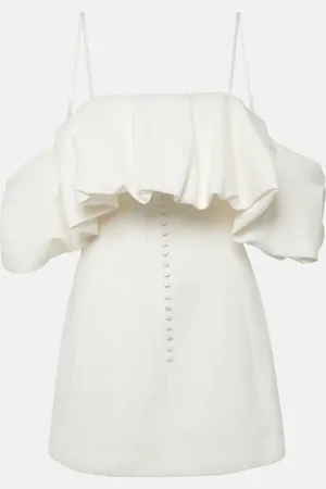 Simkhai Puff off-shoulder cotton and linen minidress