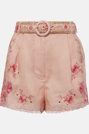 Camilla Embellished floral linen shorts