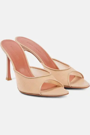 Amina Muaddi Alexa 95 leather-trimmed mesh mules