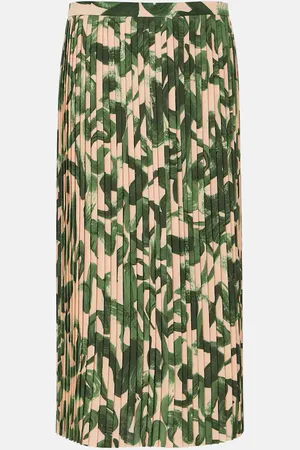 DRIES VAN NOTEN Printed pleated midi skirt