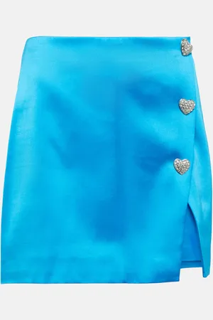 Self-Portrait Crystal-embellished satin miniskirt