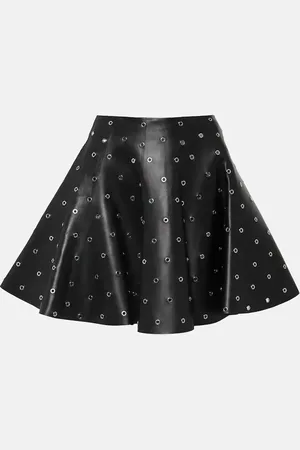 Alaïa AlaÃ¯a Eyelet embellished leather miniskirt