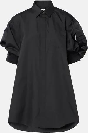 SACAI Poplin and technical twill shirt dress