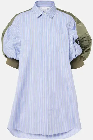 SACAI Striped cotton poplin shirt