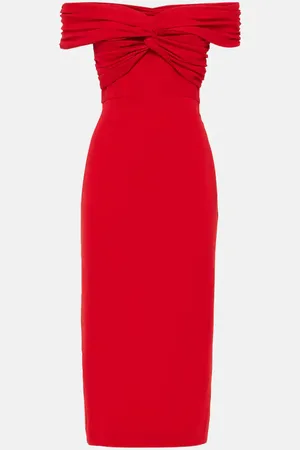Self-Portrait Off-shoulder crÃªpe midi dress