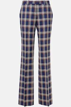 Etro Checked high-rise wool wide-leg pants