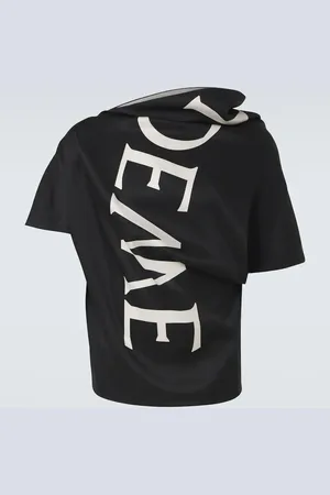 Loewe Logo draped silk twill top