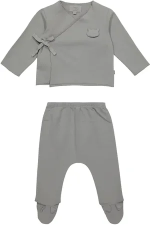 Il gufo Baby cotton cardigan and pants set