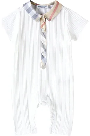 Burberry Baby ribbed-knit cotton-blend playsuit