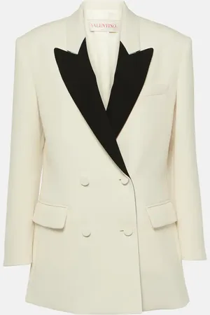 VALENTINO Double-breasted wool-blend crÃªpe blazer
