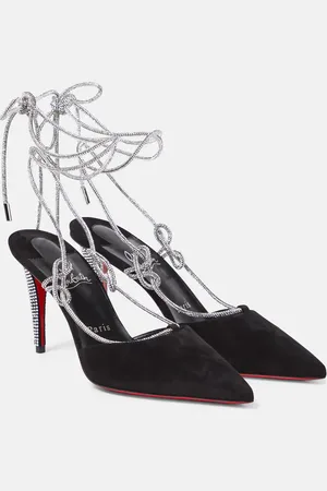 Christian Louboutin Astrid Lace Strassita 85 suede pumps