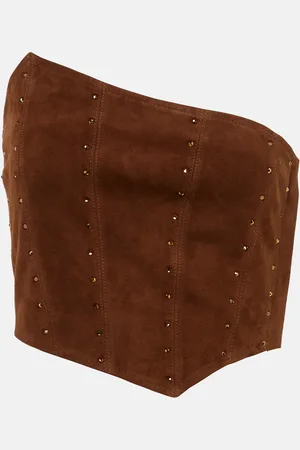 Alessandra Rich Asymmetrical strapless suede top