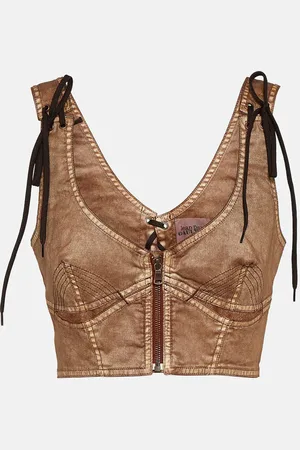Jean Paul Gaultier X KNWLS cropped denim corset top