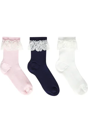 Self-Portrait Cotton-blend lace-trimmed socks