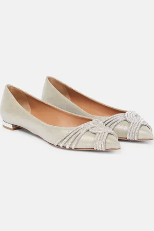 Aquazzura Gatsby embellished satin ballet flats