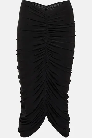 Norma Kamali Shirred high-rise midi skirt