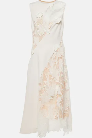 Oscar de la Renta Lace-trimmed wool-blend midi dress