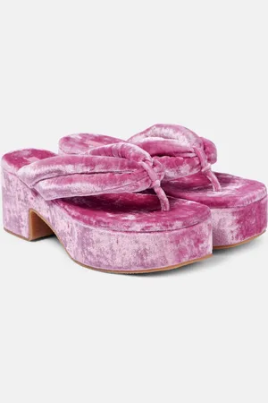 DRIES VAN NOTEN Velvet platform thong sandals