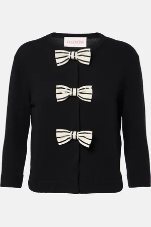 VALENTINO Bow-detail virgin wool cardigan
