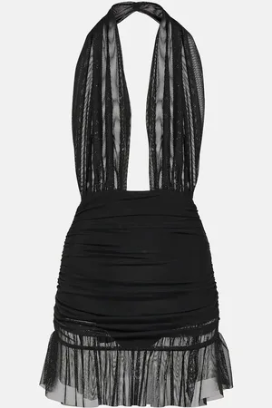 Norma Kamali Ruffled halterneck chiffon minidress