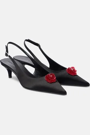 MAGDA BUTRYM 45 floral-appliquÃ© satin slingback pumps