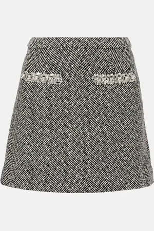 Self-Portrait Herringbone embellished miniskirt