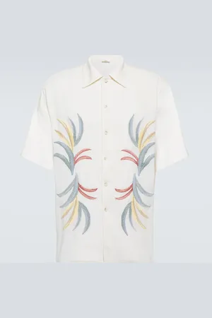 COMMAS Embroidered linen and cotton bowling shirt