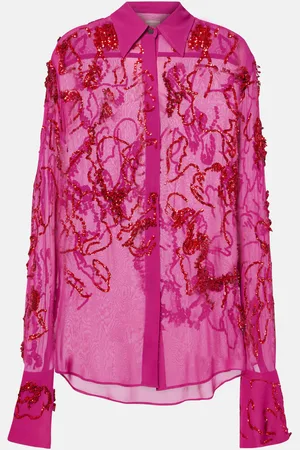 DRIES VAN NOTEN Sequined sheer chiffon blouse