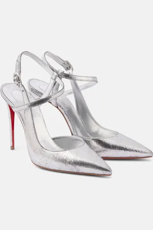Christian Louboutin Jenlove 100 metallic leather slingback pumps