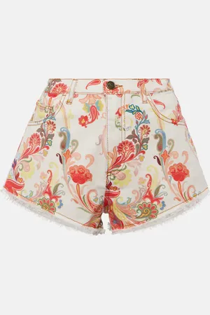 Etro Mid-rise paisley denim shorts