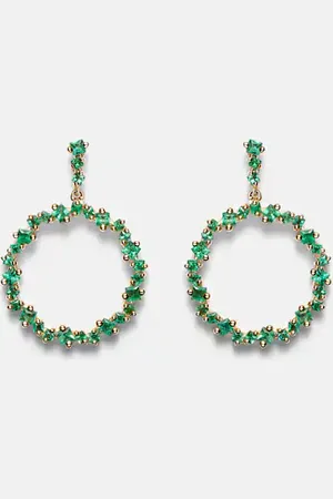 Suzanne Kalan 18kt drop earrings with emeralds