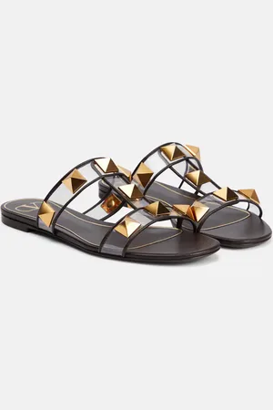 VALENTINO GARAVANI Roman Stud PVC and leather slides