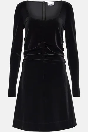 Ganni Ruched velvet minidress