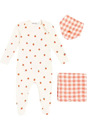 Bobo Choses Baby Tomato onesie, blanket and bib set