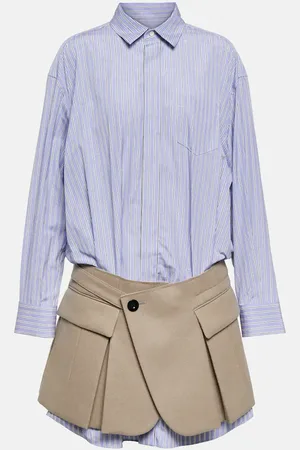 SACAI X Thomas Mason cotton and wool shirt dress