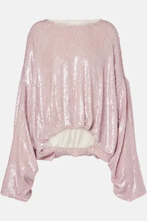 DRIES VAN NOTEN Sequined gathered blouse