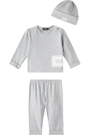VERSACE Baby jersey top, pants, and beanie set