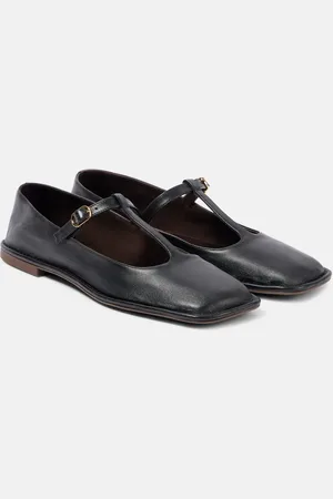 The Row Square T-Strap leather flats