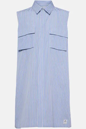 SACAI Striped cotton poplin shirt dress