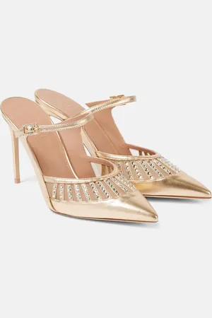 MALONE SOULIERS Bardot 90 metallic leather mules