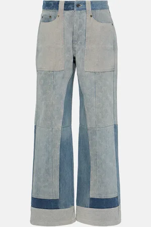 Marine Serre Patchwork high-rise wide-leg jeans